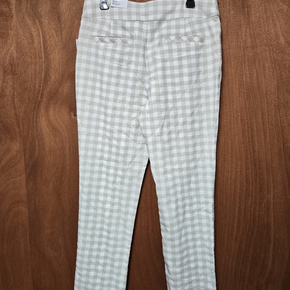 NWT Kim Rogers Stylish Beige Checkered Women pants 14A